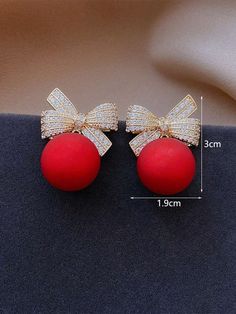 Gender:Women \nMaterial:Copper Alloy \nColor:Multicolor \nEarring Studs Materials:Copper Alloy \n Bead Dangle Earrings, Beaded Dangle Earrings, Red Bead, Beaded Dangles, Earrings For Women, Christmas Party, Women's Earrings, Dangle Earrings, Copper