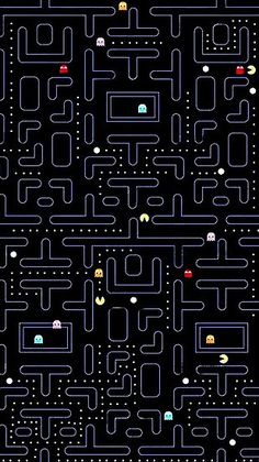 an old - school video game is shown with many different colors and shapes on it