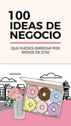 an advertisement for a donut shop with the words 100 ideas de negocio