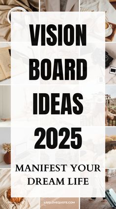 Wondering how to create a vision board in 2025? Here are aesthetic and cute vision board ideas for 2025 to set the mood. If you're wondering what to include in your own vision board for the New Year check out the full article for 9 key items that will help you slay your goals this year! Save for inspiration and Happy New Year!