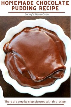 Homemade Chocolate Pudding in a white dessert dish. Chocolate Pudding Homemade, Cooked Chocolate Pudding, Homemade Chocolate Pudding Recipe, Pudding Recipes Homemade, Easy Chocolate Pudding, Chocolate Pudding Recipe, Easy Pudding Recipes, Homemade Chocolate Pudding, Easy Puddings