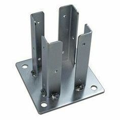 three metal brackets on a white background