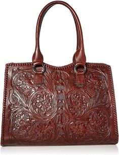 Hand tooled leather purse tooled leather bag large shoulder Everyday Embossed Tote Satchel, Brown Hand Tooled Shoulder Bag For Everyday Use, Hand-tooled Handheld Brown Shoulder Bag, Hand Tooled Brown Handheld Shoulder Bag, Hand Tooled Top Handle Satchel, Elegant Hand-tooled Brown Shoulder Bag, Handheld Hand Tooled Brown Shoulder Bag, Elegant Brown Hand-tooled Shoulder Bag, Brown Embossed Satchel Shoulder Bag