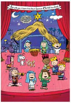 the peanuts movie poster for charlie and his friends christmas caroling in front of a manger