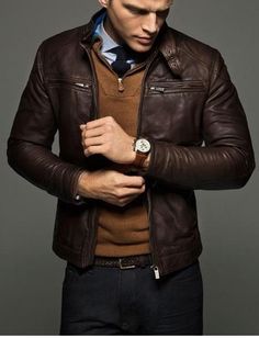 Jaket Motor, Mens Fashion Edgy, Mens Fashion Smart, Mens Fashion Rugged, Hipster Mens Fashion, Leather Jacket Style, Men's Leather Jacket, Biker Leather, Mens Winter Fashion