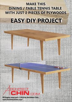 an advertisement for a ping pong table with two pieces of plywoods