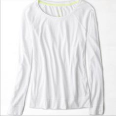 Description: Soft Cotton Jersey, Easy Fit, Scoop Neck Condition: New Size: Xxsmall Fabric Content: 60% Cotton, 40% Modal :699 White Scoop Neck Top Athleisure Style, White Scoop Neck Athleisure Top, White Scoop Neck Top For Athleisure, Raglan Tshirt, American Eagle Outfitters, American Eagle, Scoop Neck, Long Sleeve Tees, Womens Tops