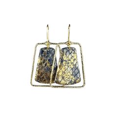 Introducing our Blue and Gold Snake Belle Leather Earrings – the perfect accessory to elevate your fall wardrobe. These earrings are a fresh and fun addition to any outfit, offering a playful design that stands out. Crafted from high-quality leather, they feature an eye-catching blue and gold snake pattern that is both unique and edgy. The intricate design ensures that these earrings are not only a fashion statement but also a piece of art that adds a touch of sophistication to your look. Our Bl Nickel-free Gold Earrings For Everyday, Gold Earrings For Everyday Use, Nickel-free Drop Earrings For Everyday, Dangle Earrings For Everyday Use, Elegant Nickel-free Earrings For Everyday Use, Elegant Everyday Nickel-free Earrings, Everyday Dangle Earrings, Snake Pattern, Snake Patterns