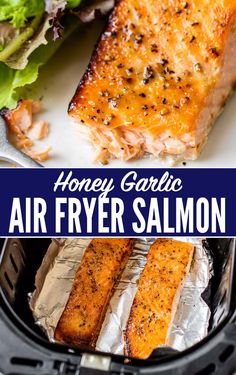 honey garlic air fryer salmon in an air fryer