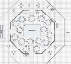 the floor plan for a restaurant with tables and chairs, as well as an area for seating