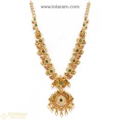 22K Gold Temple Jewellery Necklaces -Indian Gold Jewelry -Buy Online Necklaces Indian, 22 Carat Gold Jewellery, Indian Diamond Jewellery, Indian Gold Jewelry, Temple Jewelry Necklace, Gold Temple Jewellery, 22k Gold Jewelry, Jewellery Necklaces, Beautiful Gold Necklaces