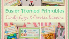 easter themed printables for candy eggs and cracker bunnies with bunny ears