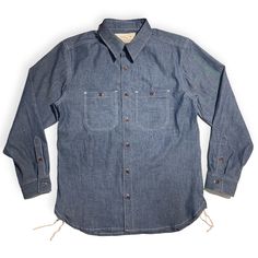 7oz USA Cone Mills Cotton Chambray Denim WORK SHIRT #1960 There's a growing consensus that Heavy American fabrics may represent the best value in the Denim Market. Agree or not, this fabric is spot on in the American workwear category for longevity..Chambray is a cotton plain-weave fabric made with a dyed warp yarn and a white filling yarn. Chambray is traditionally light blue in color, but can be found in a wide range of fashion colors. While it may look like denim, chambray is lighter and is w Classic Relaxed Fit Pre-washed Shirt, Classic Pre-washed Button-up Shirt, Pre-washed Unstructured Button-up Shirt, Dark Wash Cotton Shirt For Work, Pre-washed Dark Wash Cotton Top, Unstructured Cotton Shirt In Dark Wash, Dark Wash Pre-washed Cotton Tops, Unstructured Dark Wash Cotton Shirt, Fitted Cotton Shirt In Medium Wash