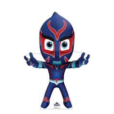 an inflatable character with blue and red colors