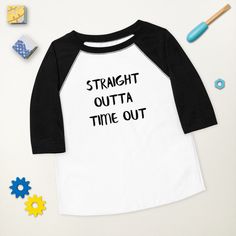 Straight Outta Time, bring back the 90's and 2000's with this toddler funny baseball jersey tee.  Straight outta timeout will make you laugh because it is true!  Funny toddler shirt, funny toddler shirt, old school toddler shirt, funny sayings shirt, rap shirt, 90s rap shirt, gift for toddler, toddler birthday shirt, kid birthday shirt, new dad gift, new mom gift, boy mom gift, boy dad gift Funny Toddler Shirt, Funny Toddler, Kids Birthday Shirts, Rap Shirt, 90s Rap, Papa Shirts, Baseball Humor, Toddler Humor, Toddler Birthday