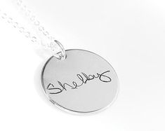 Actual handwriting necklace • loved ones or your own writing or artwork immortalized in sterling silver - Signature necklace - personalized Personalized Sterling Silver Jewelry For Memorial, Engraved Handwriting, Handwriting Necklace, Signature Necklace, Jacksonville Beach, Engraved Pendant, Memorial Keepsakes, Necklace Personalized, Keepsake Gift