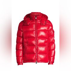 Excellent Condition; No Signs Of Wear. Like Brand New. Large (3) Luxury Red Winter Outerwear, Designer Red Hooded Outerwear, Moncler Maya, Red Winter Coat, Moncler Jacket, Mens Casual Dress Outfits, Mens Winter Coat, Mens Casual Dress, Mens Casual