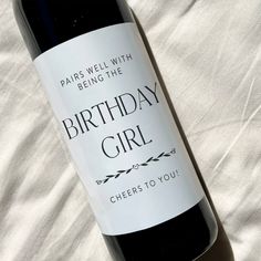 "Birthday Girl Wine Label Details: -High-Quality weatherproof matte sticker Large label: 4\"x5\" Small label: 3\"x4\" Champagne: 4\"x3\" Mini Champagne: 3.5\"x2\" All labels are designed and produced in CA Please note that the wine in this photo is not included Want to see more? Click here: https://www.etsy.com/shop/BananaChipStudio?ref=search_shop_redirect If you have any questions about your order please let us know. Follow us on Instagram @bananachip.studio" 21st Decor, 30th Birthday Wine Labels, Funny Wine Bottle Labels, Birthday Wine Bottle Labels, Birthday Wine Bottles, Wine Birthday, Company Ideas, Birthday Wine Label, 25th Birthday Gifts