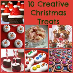 christmas treats are displayed with the words 10 creative christmas treats