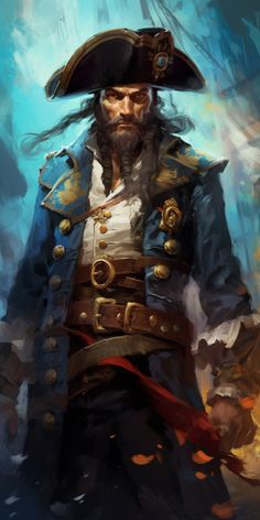 a painting of a man in pirate costume