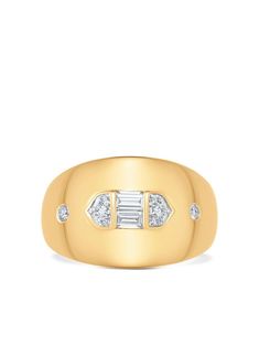 18kt yellow gold Aurora Taj diamond baguette signet ring from SARA WEINSTOCK featuring 18kt yellow gold, signet band, polished finish, baguette cut diamonds and round cut diamonds. | Sara Weinstock 18kt yellow gold Aurora Taj diamond baguette signet ring Timeless Diamond Baguette Cut Signet Ring, Yellow Gold Diamond Baguette Cut Signet Ring, Luxury Yellow Gold Signet Ring With Baguette Cut, Luxury Yellow Gold Baguette Cut Signet Ring, Modern Diamond Signet Ring With Baguette Cut, Modern Yellow Gold Signet Ring With Baguette Cut, Modern Yellow Gold Baguette Cut Signet Ring, Fine Jewelry Gold Baguette Cut Signet Ring, Gold Baguette Cut Signet Ring In Fine Jewelry Style