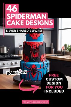 Spiderman-Themed Cakes Designs: Wall-Crawling Creations Spider Man Cake Design Ideas, Chocolate Spiderman Cake, Amazing Cake Designs, Spider Man Ice Cream Cake, Spider-man And His Amazing Friends Cake, Spiderman Cakes, Minecraft Cake Designs