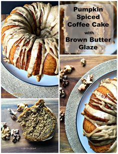 pumpkin spiced coffee cake with brown butter glaze