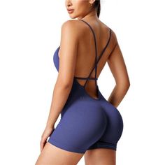 *Sexy Bodysuits Comfortable Material: Our Scrunch Butt Form Fitting Romper Is Made Of High-Quality Knit Ribbed Fabric, Stretchy, And Skin-Friendly. Amazing Compression To Snatch The Body. *Scrunch Butt Fitting Romper: Women Body Shaper Bodysuits With Removable Pads And Built In Sports Bra. Open Back Sexy Shaper Workout Jumpsuits. *Shapewear Bodysuits Seamless Designopen Back Design And Scrunch Butt Design For Enhancing Your Body's Natural Sexy Shape. All The Jumpsuits Designs Give You Maximum Fr Blue Sleeveless Seamless Bodysuit, Blue Seamless Bodysuit For Gym, Blue Stretch Bodysuit With Seamless Construction, Blue Seamless Bodysuit For Yoga, Blue Stretch Backless Bodysuit, Fitted Blue Bodysuit With Seamless Construction, Blue Lined Sports Bodysuit, Blue One-piece Bodysuit With Built-in Bra, Blue Fitted Workout Bodysuit