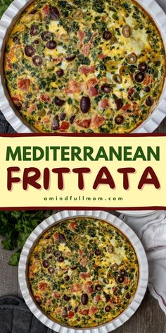 Out of Easter brunch ideas? Try this simple Mediterranean Frittata! This frittata recipe is light, healthy, and filled with fresh spinach, olives, tomatoes, and feta. It also makes a great Mother's Day brunch recipe! Mediterranean Frittata, Greek Frittata, Spinach Feta Frittata, Frittata Recipes Healthy, Fritata Recipe, Easter Brunch Ideas, Healthy Frittata, Mediterranean Recipes Healthy, Tomatoes And Feta