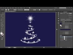 a christmas tree with stars on it in adobe css and photoshopped to look like