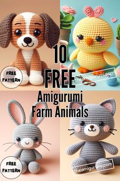 crocheted amigurmi farm animals with free patterns