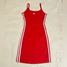 Adidas Originals Women Classic Tight Summer Red Dress Size Xs Casual Red Sleeveless Bodycon Dress, Red Knee-length Cotton Mini Dress, Casual Red Stretch Bodycon Dress, Casual Fitted Red Mini Dress, Fitted Casual Red Mini Dress, Fitted Red Mini Dress Casual Style, Red Stretch Cotton Dress, Summer Red Dress, Adidas Originals Women