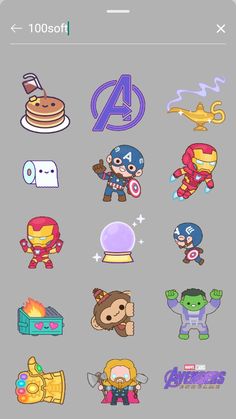 the avengers sticker pack is displayed on an iphone screen, and it appears to be in