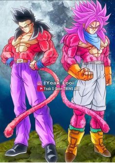 two dragon ball characters standing next to each other