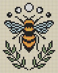 a cross stitch pattern with a bee on it