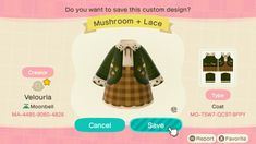 an animal crossing character's costume is shown in this screenshot from the game