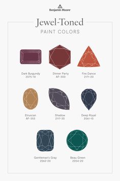 the jewel - toned paint colors are available in various shades and sizes, including dark brown