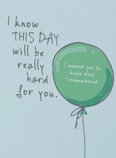 a green balloon with the words i know this day will be really hard for you