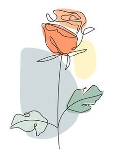 a drawing of a single rose on a white background