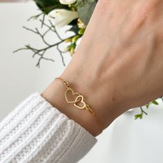 Celebrate the beautiful, unbreakable bond between a mother and her daughter with our Double Heart Bracelet, featuring elegantly interlocking hearts. This symbolic piece represents the deep connection and love shared, making it a perfect gift for both moms and daughters. Comes with a Mother & Daughter card - if you would like to remove it or change it - please let us know.  Create a wonderful set and purchase two bracelets - one for Mum, one for daughter.  ITEM DETAILS: ∙ Available in premium 925 Adjustable Double Heart Jewelry For Anniversary Gift, Elegant Hypoallergenic Bracelets For Birthday, Adjustable Heart Charm Jewelry For Anniversary Gift, Adjustable Jewelry For Anniversary, Valentine's Day Gift, Adjustable Hallmarked Bracelets For Mother's Day, Elegant Adjustable Bracelet As Gift For Mom, Elegant Adjustable Bracelets As Gift For Mom, Mother's Day Gift Rose Gold Charm Bracelet, Personalized Double Heart Bracelets For Mother's Day