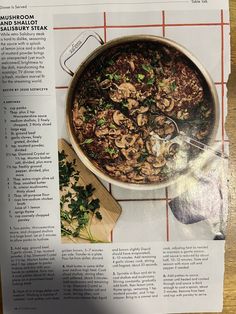 an article in the food and drink magazine about mushroom stir fry with parsley on top