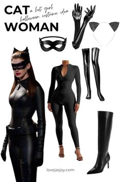 a woman in black catsuits and catwoman costumes