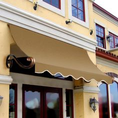 an awning on the outside of a building