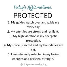 an affirmation poster with the words, today's affirmations protected