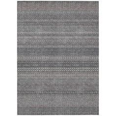 a gray and black rug with stripes