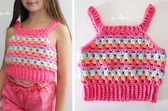 The Crochet Granny Stitch Tank Top is cute, simple and trendy, not only suitable for little girls, but also perfect for adults. Crochet Ideas For Kids, Crochet Granny Stitch, Kids Crochet Pattern, Repeat Crafter Me, Granny Stitch, Crochet Pig, Tank Top Pattern, Crochet Toddler, Crochet Tops Free Patterns