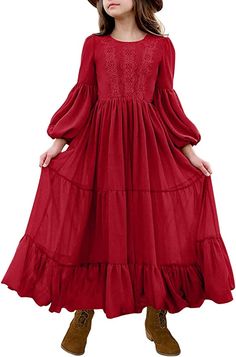 Kids Maxi Dress, Christmas Maxi Dress, Long Sleeve Kids Dress, Hobo Dress, Kids Maxi Dresses, Girls First Communion Dresses, Girls Fall Dresses, Girls Maxi Dresses