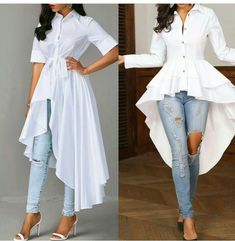 Indian dress Indian dress ideas stylish dress designs ideas Women Ruffle Blouse, Casual Elegant Style, Women Blouses Fashion, Spring Blouses, Asymmetrical Blouse, Hem Blouse, Elegant Casual, Irregular Hem, Elegant Blouses