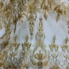 Beaded & Sequined Lace Fabric Embroidered on 100% Polyester Net Mesh | Lace USA Beaded Couture, Bridal Evening Dress, Wedding Dress Evening, Corded Lace Fabric, Bridal Lace Fabric, Embroidered Lace Fabric, Quinceanera Dress, Corded Lace, Special Occasion Outfits