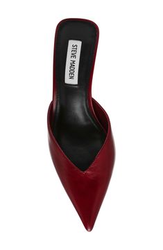 A pointy toe and sculptural heel dial up the glamour of a contemporary pump crafted from soft leather. 2 1/2" heel (size 8.5) Leather upper/synthetic lining and sole Imported Burgundy Heels, Closed Toe Heels, Orange Velvet, Grown Women, Pointed Heels, Cute Shoes, Women's Pumps, Dark Red, Mule